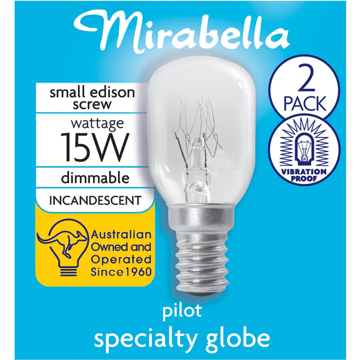 Mirabella Pilot Ses 15w Clear Light Globe 2 Pack