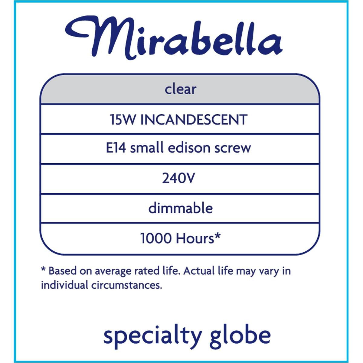 Mirabella Pilot Ses 15w Clear Light Globe 2 Pack