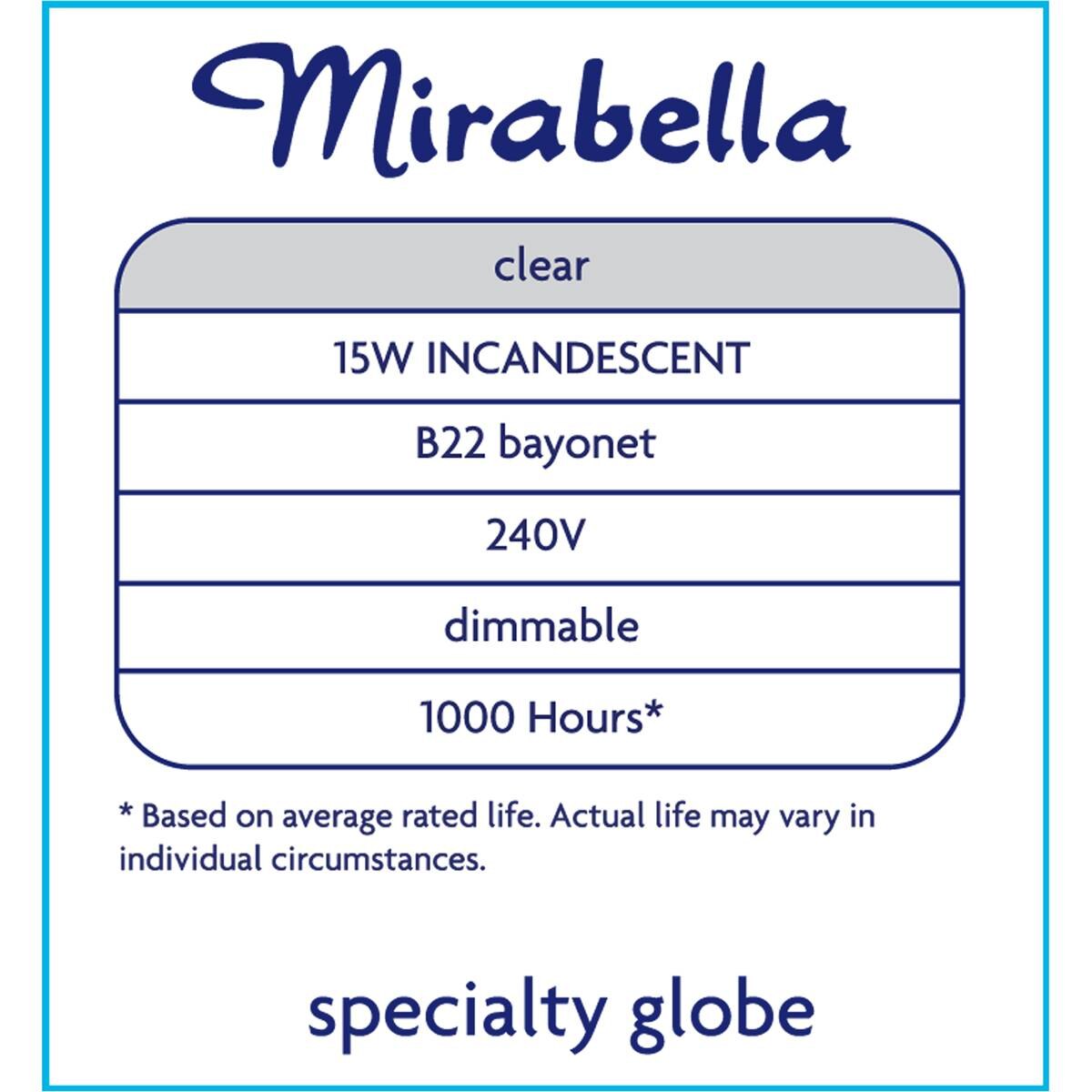 Mirabella Pilot Bayonet Cap 15w Clear Light Globe 2 Pack