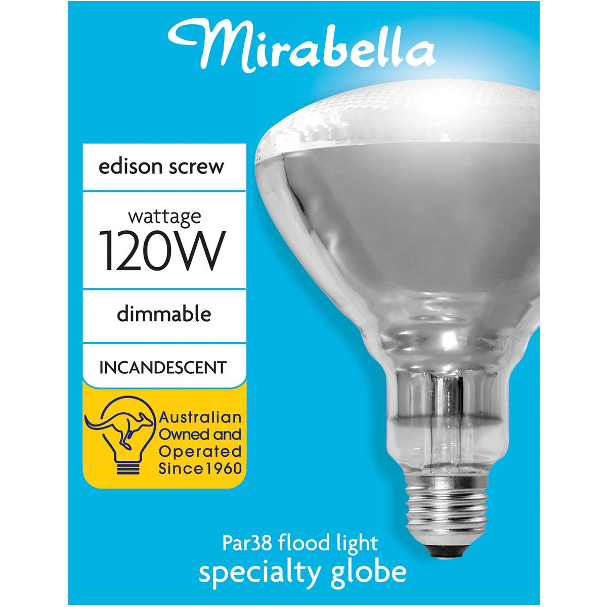 Mirabella Par38 Flood Light Edison Screw 120w Light Globe Each