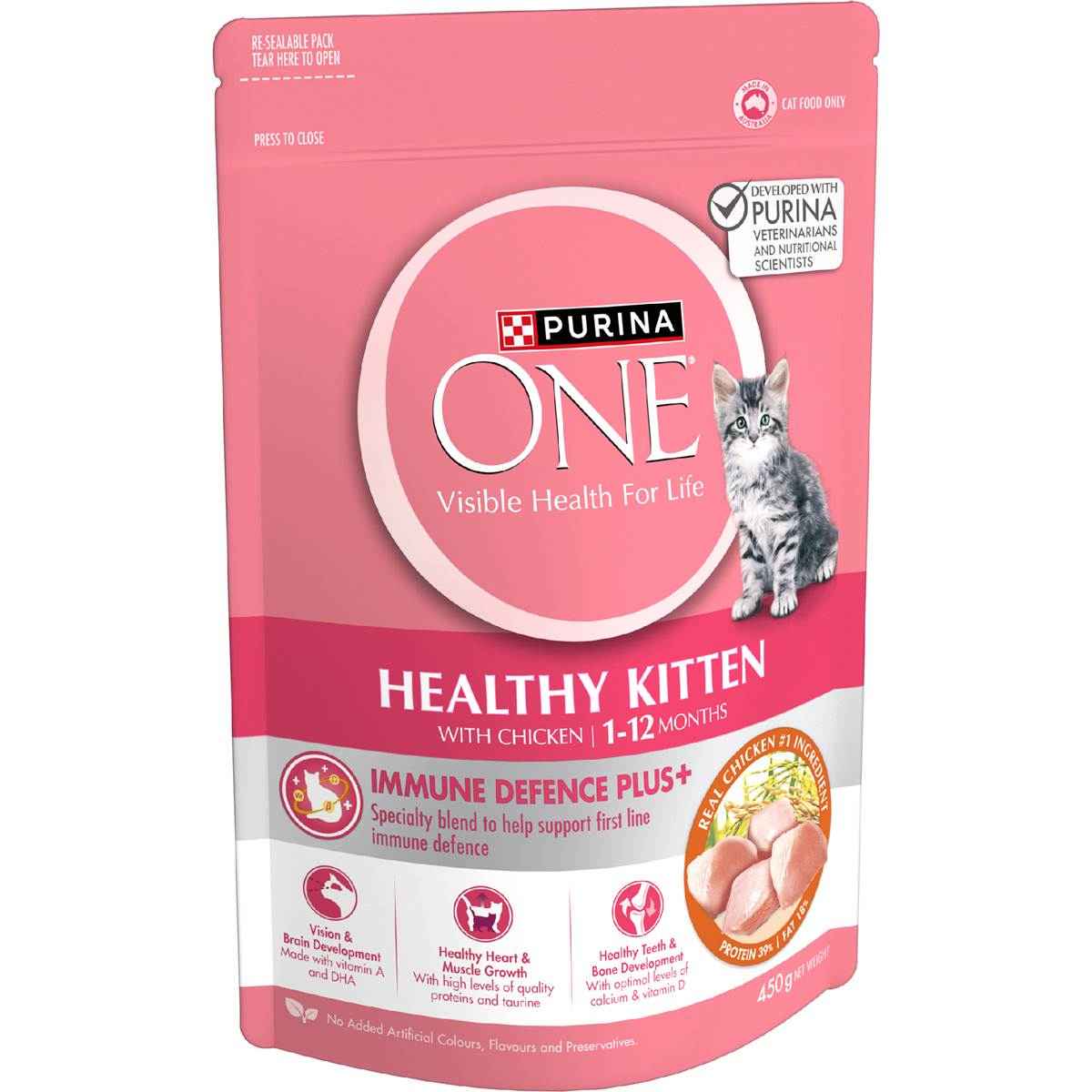 Purina One Healty Kitten Food With Chicken 450g