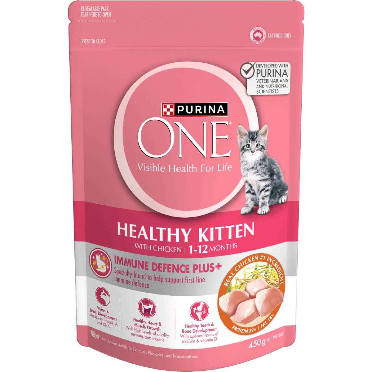 Purina One Healty Kitten Food With Chicken 450g
