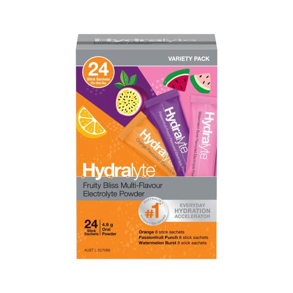 HYDRALYTE ELECTROLYTE STICK SACHETS FRUITY BLISS 24 PACK