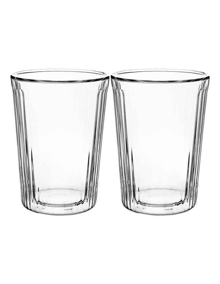 Blend Stripey Double Wall Cup 360ml Set 2 Gift Boxed in Clear