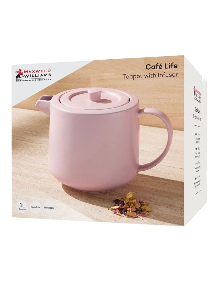 Cafe Life Teapot With Infuser 1L Gift Boxed in Rose