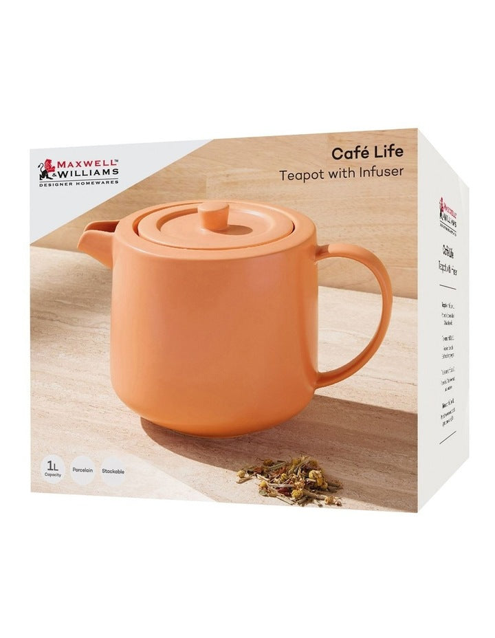 Cafe Life Teapot With Infuser 1L Gift Boxed inApricot