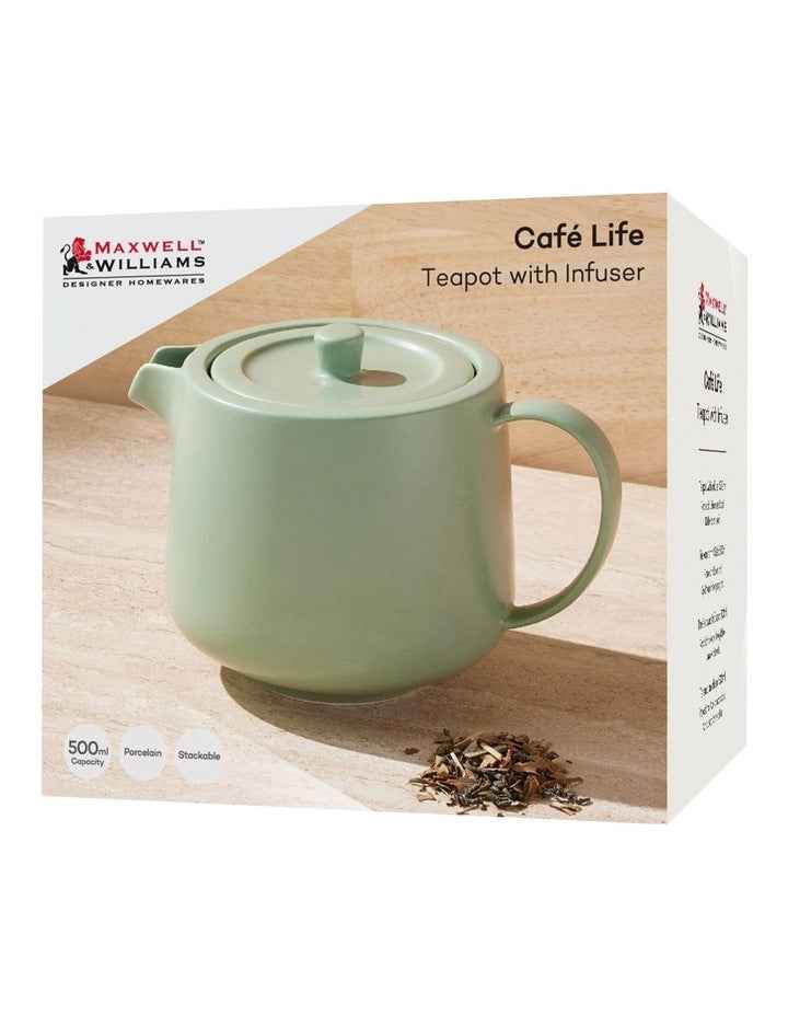 Cafe Life Teapot With Infuser 500ml Gift Boxed in Seafoam