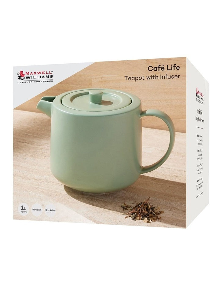 Cafe Life Teapot With Infuser 1L Gift Boxed in Seafoam