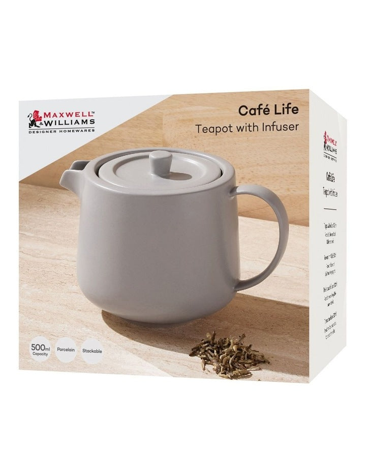 Cafe Life Teapot With Infuser 500ml Gift Boxed in Grey
