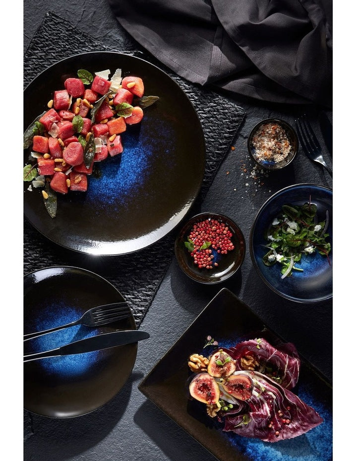 Caviar Midnight Coupe Dinner Set 12 Piece Gift Boxed in Black/Blue