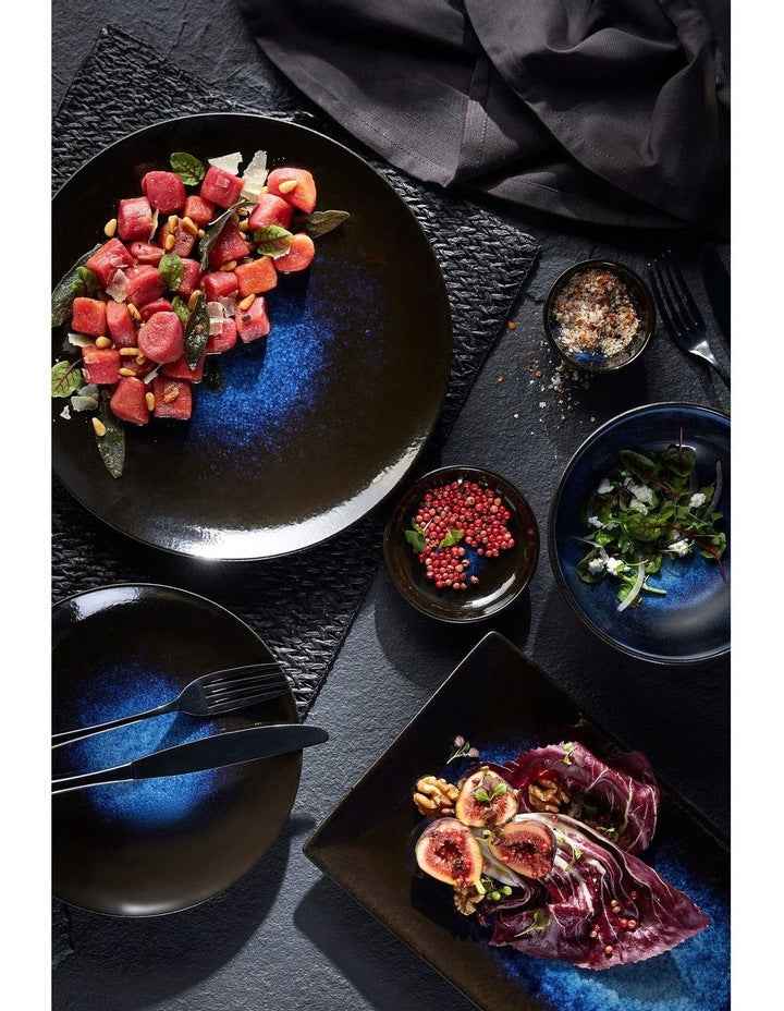 Caviar Midnight Coupe Dinner Set 12 Piece Gift Boxed in Black/Blue