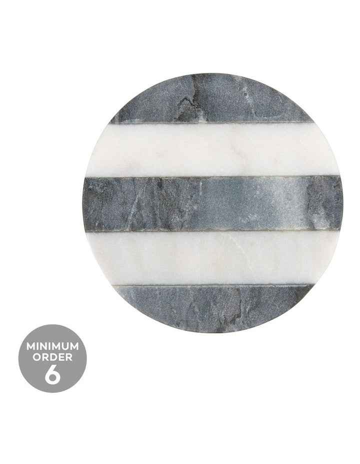 Coaster Collective Round Marble Coaster 10cm Charcoal Stripe