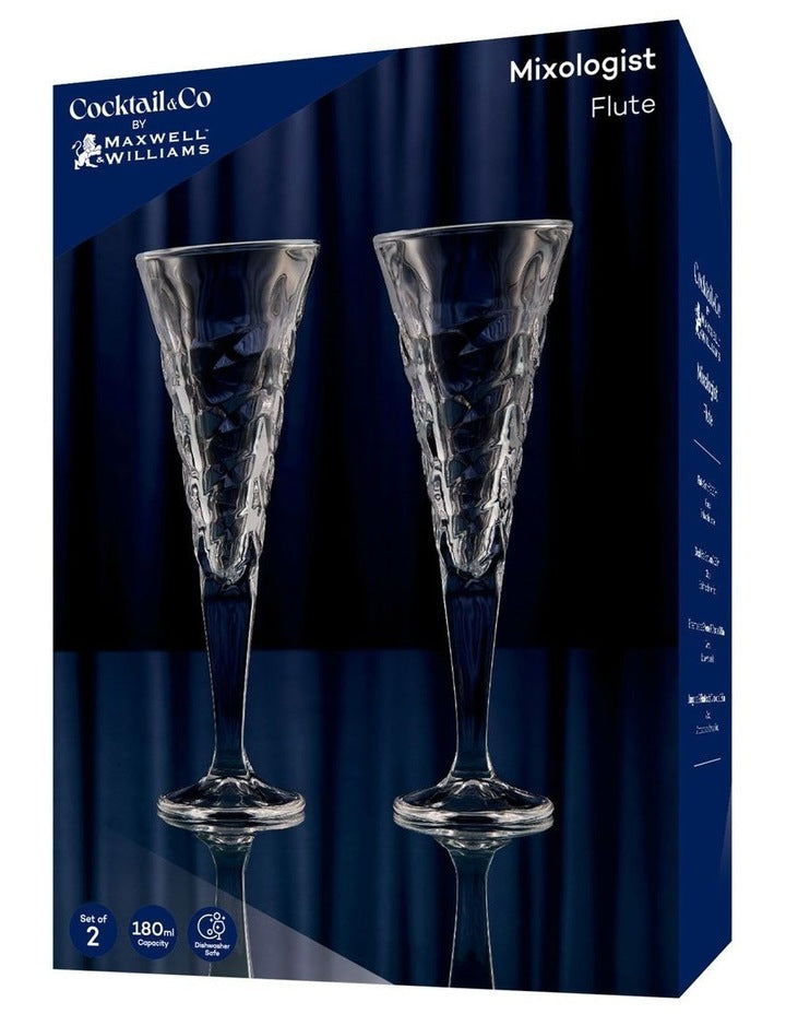 Cocktail & Co Mixologist Champagne Flute 180ML Set of 2 Glacier Gift Boxed