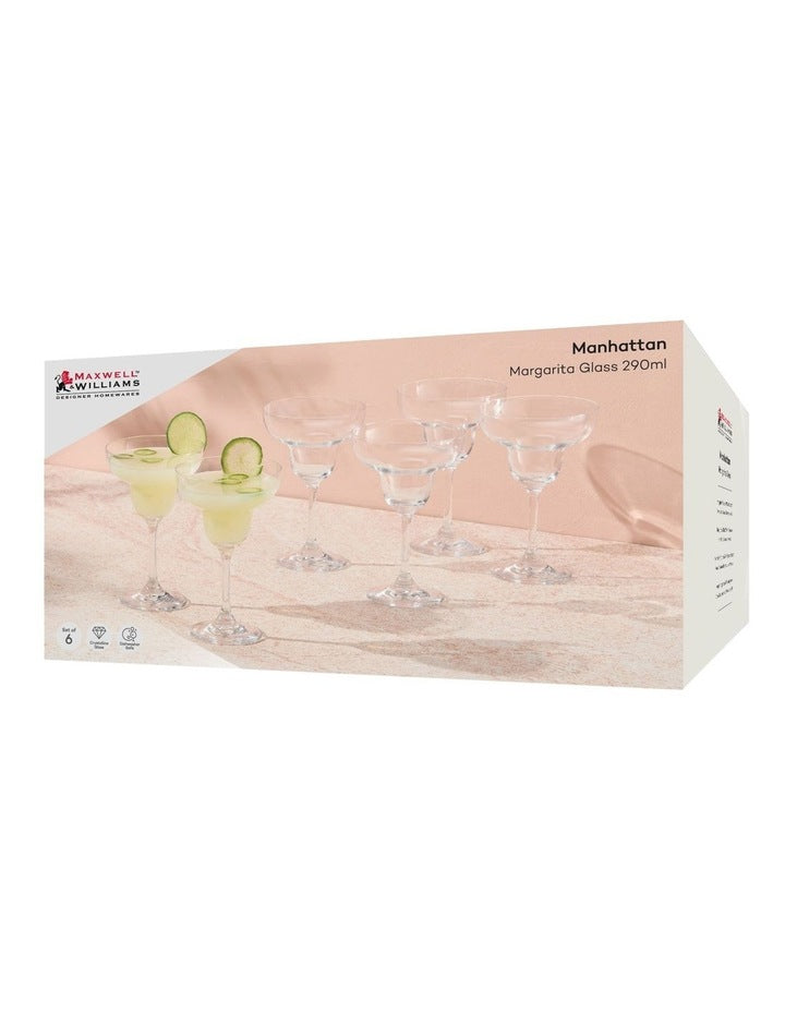 Manhattan Margarita Glass 290ml Set of 6 Gift Boxed