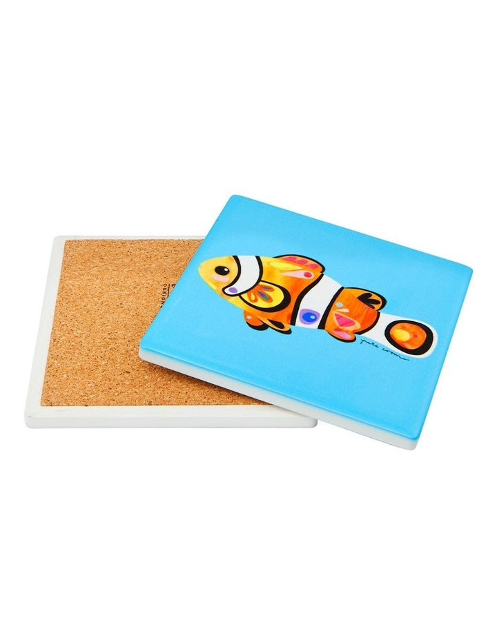 Pete Cromer Ozzie Ocean Ceramic Square Coaster 9.5cm Clown Fish