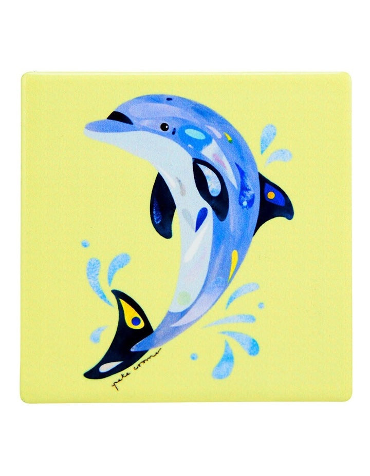 Pete Cromer Ozzie Ocean Ceramic Square Coaster 9.5cm Dolphin