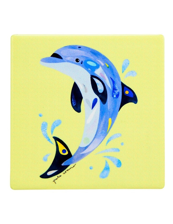Pete Cromer Ozzie Ocean Ceramic Square Coaster 9.5cm Dolphin