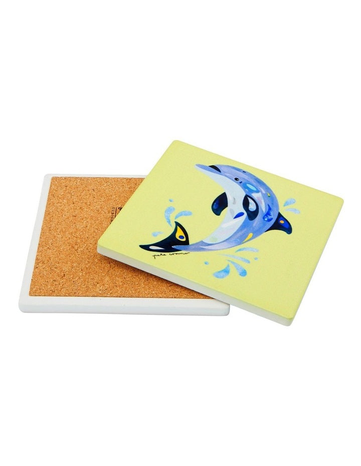 Pete Cromer Ozzie Ocean Ceramic Square Coaster 9.5cm Dolphin