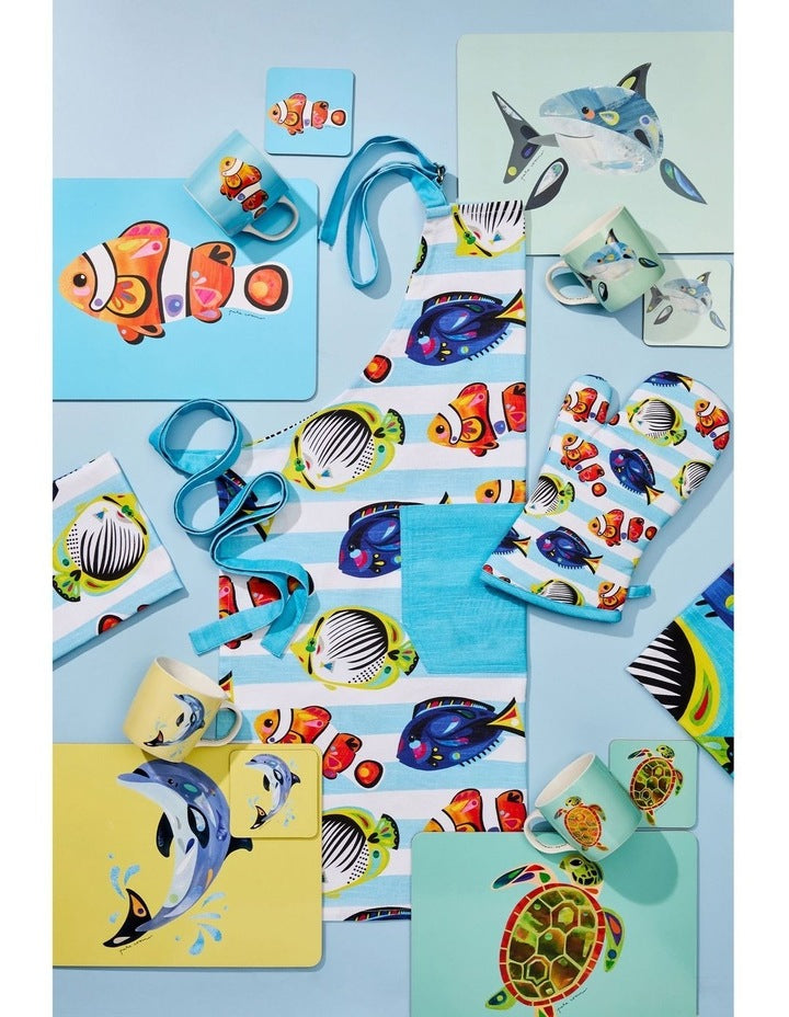 Pete Cromer Ozzie Ocean Cotton Apron 70x80cm in Blue