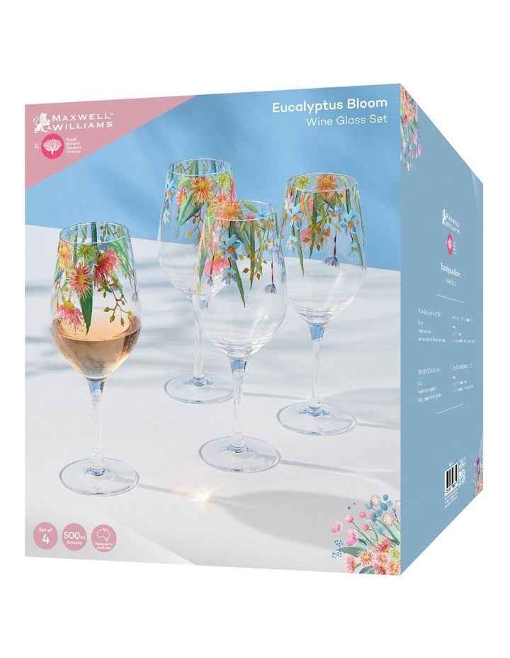 Royal Botanic Gardens Eucalyptus Bloom Wine Glass 500ml Set of 4 Gift Boxed