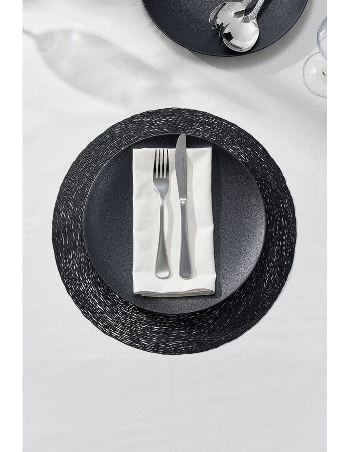 Table Accents Lace Metallic Round Placemat 38cm in Black