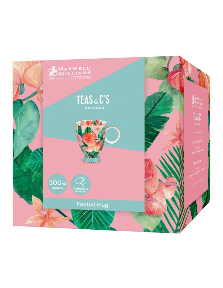 Teas & C's Tropicana Footed Mug 300ml Gift Boxed in Pink
