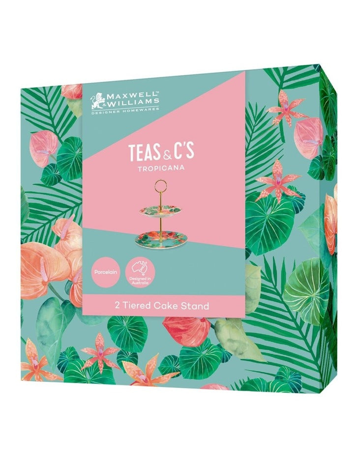 Teas & C's Tropicana 2 Tiered Cake Stand Gift Boxed