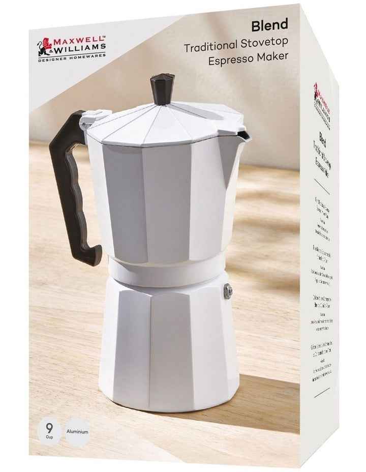 Blend Traditional Stovetop Espresso Maker 9cup Gift Boxed in White