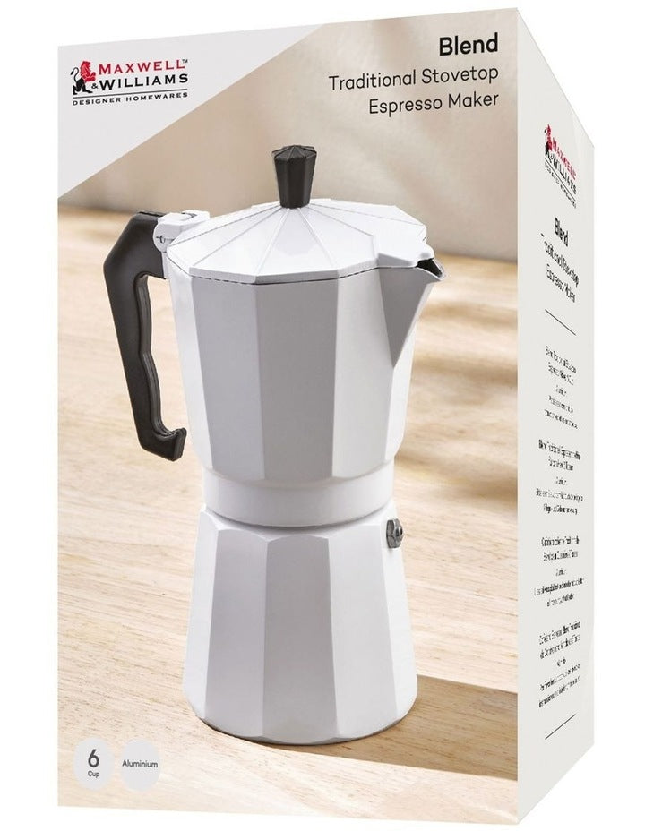 Blend Traditional Stovetop Espresso Maker 6cup Gift Boxed in White