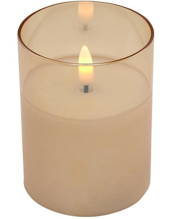 Let's Get Lit LED Flameless Wax Candle Glass Hurricane Set of 3 Gift Boxed in Gold