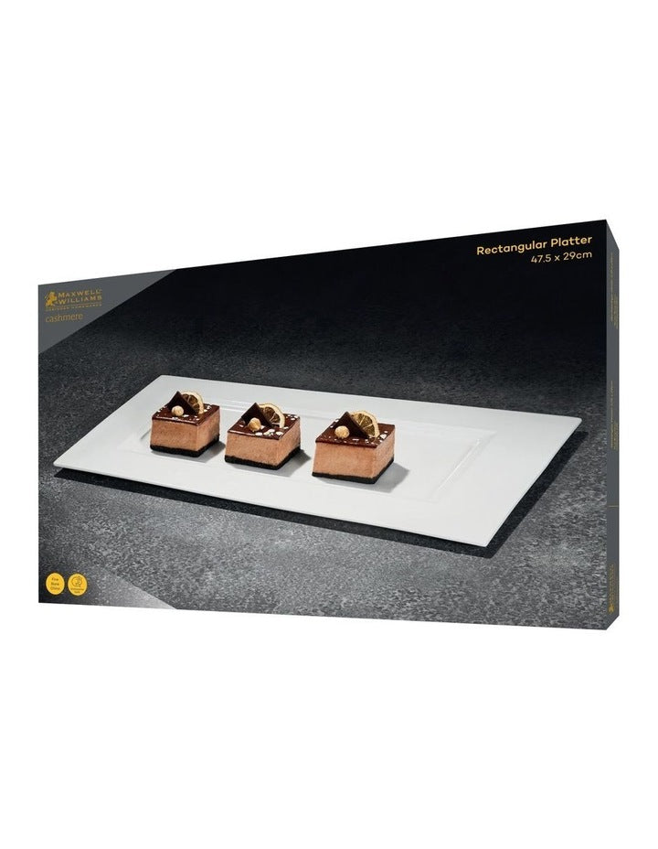 Cashmere Rectangular Platter 47.5x29cm Gift Boxed in White