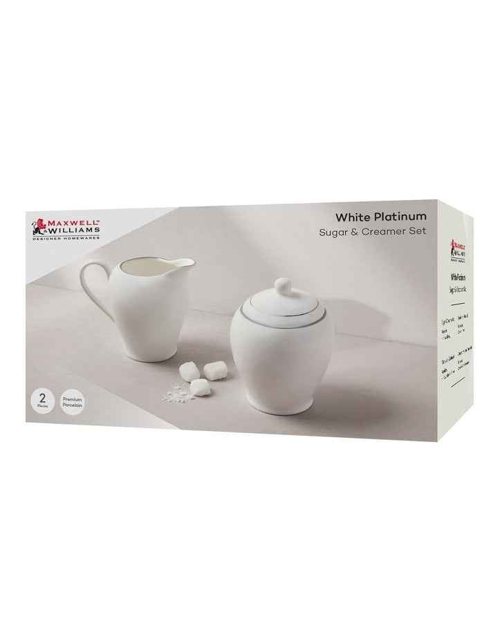 White Platinum Sugar & Creamer Set Gift Boxed in Platinum