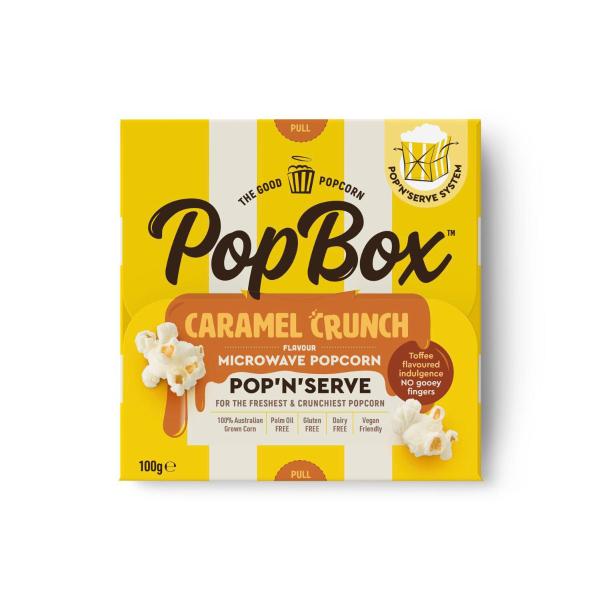 POPBOX CARAMEL CRUNCH FLAVOUR MICROWAVE POPCORN 100 GRAM