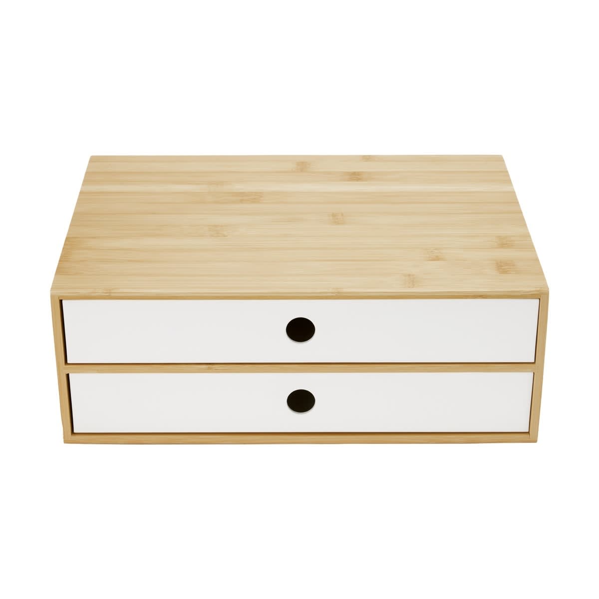 Bamboo and Plastic Desk Top Drawers
