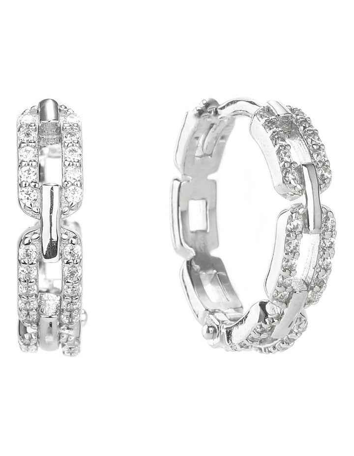 Goddess Link Hoop Earrings in Silver