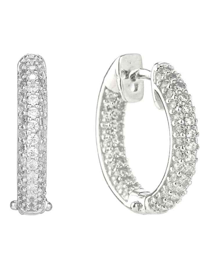 Goddess Pave Hoops Earrings in Silver