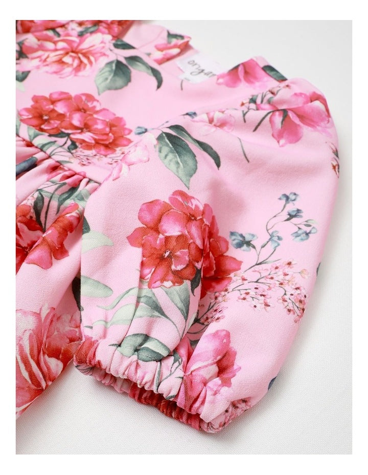 Newborn Blossom Floral Ponte Dress in Pink