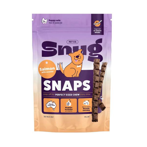 SNUG PET CO SNAPS DOG TREATS SALMON WITH COCONUT 100 GRAM