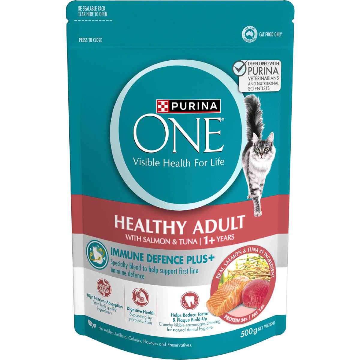 Purina One Healthy Adult Cat Food With Salmon & Tuna 500g