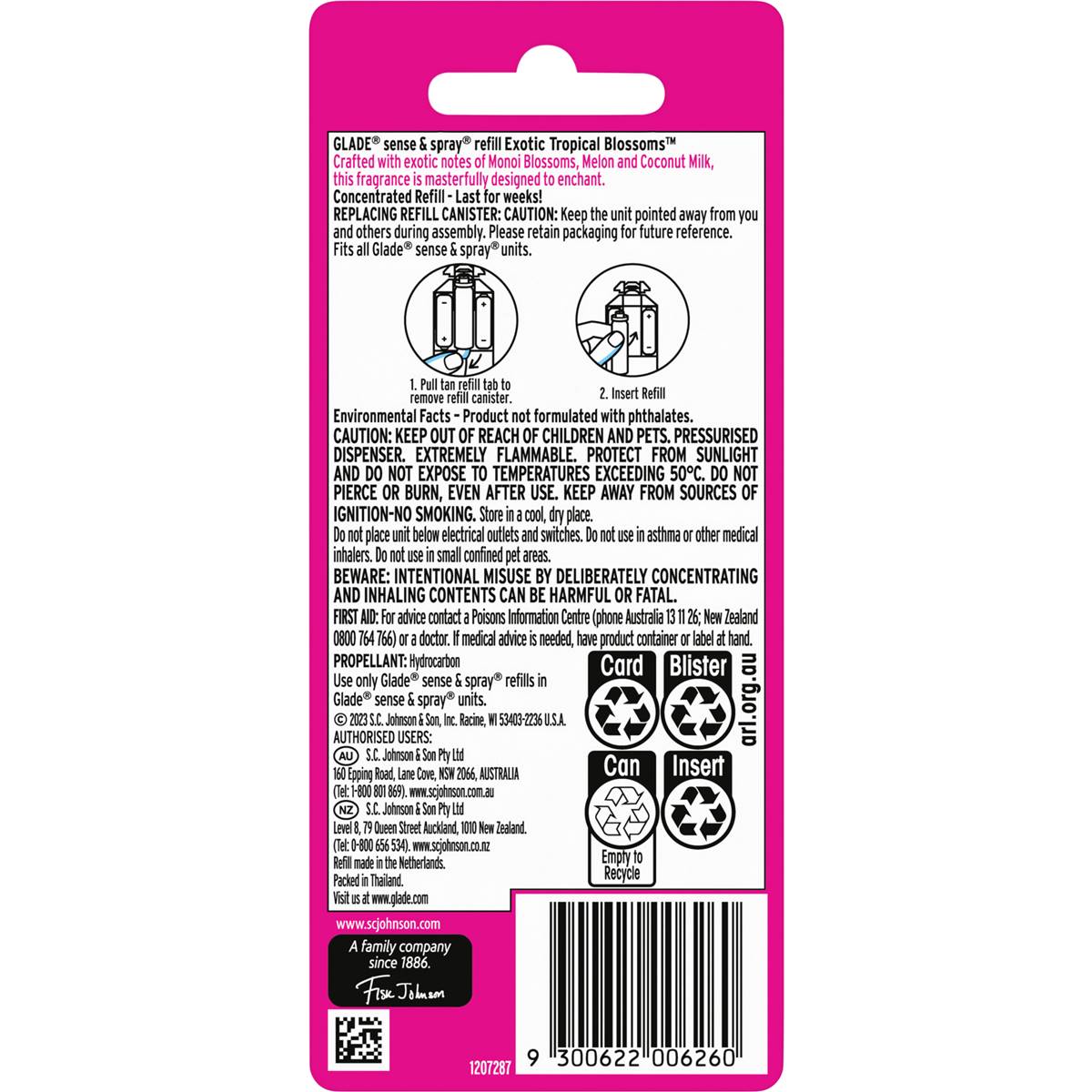 Glade Sense & Spray Refill Tropical Blossoms 12g