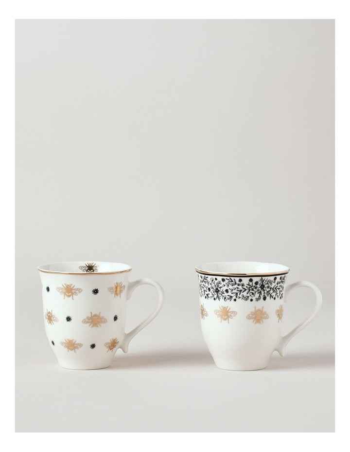 Honey Bee Mug Set of 2 in Black/Gold