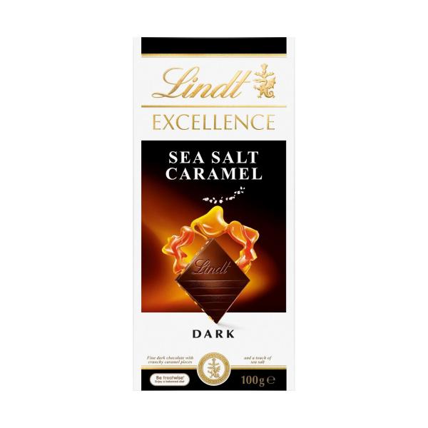 LINDT EXCELLENCE CHOCOLATE:SEA SALT CARAMEL:.:100 GRAM