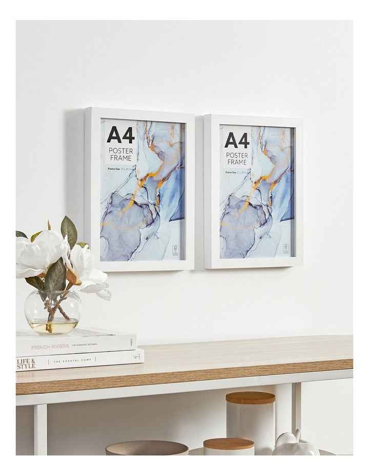 A4 Poster Photo Frames Set Of 2 in White