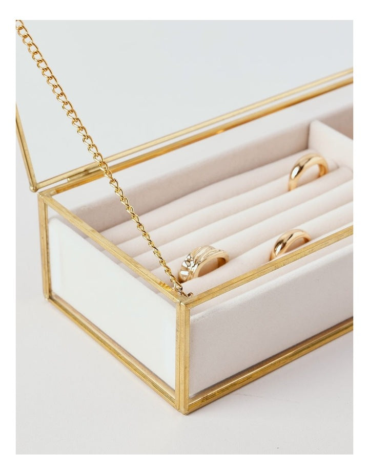 Glass Jewellery Box in Gold
