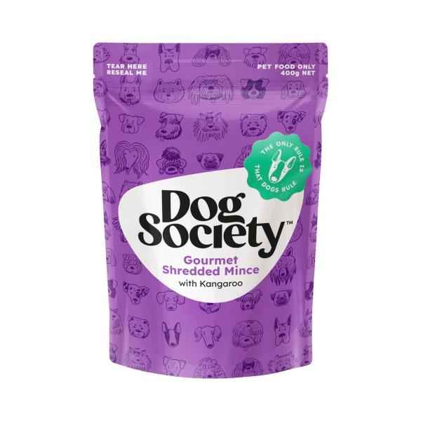 DOG SOCIETY GOURMET SHREDDED MINCE WITH KANGAROO DOG FOOD 400G