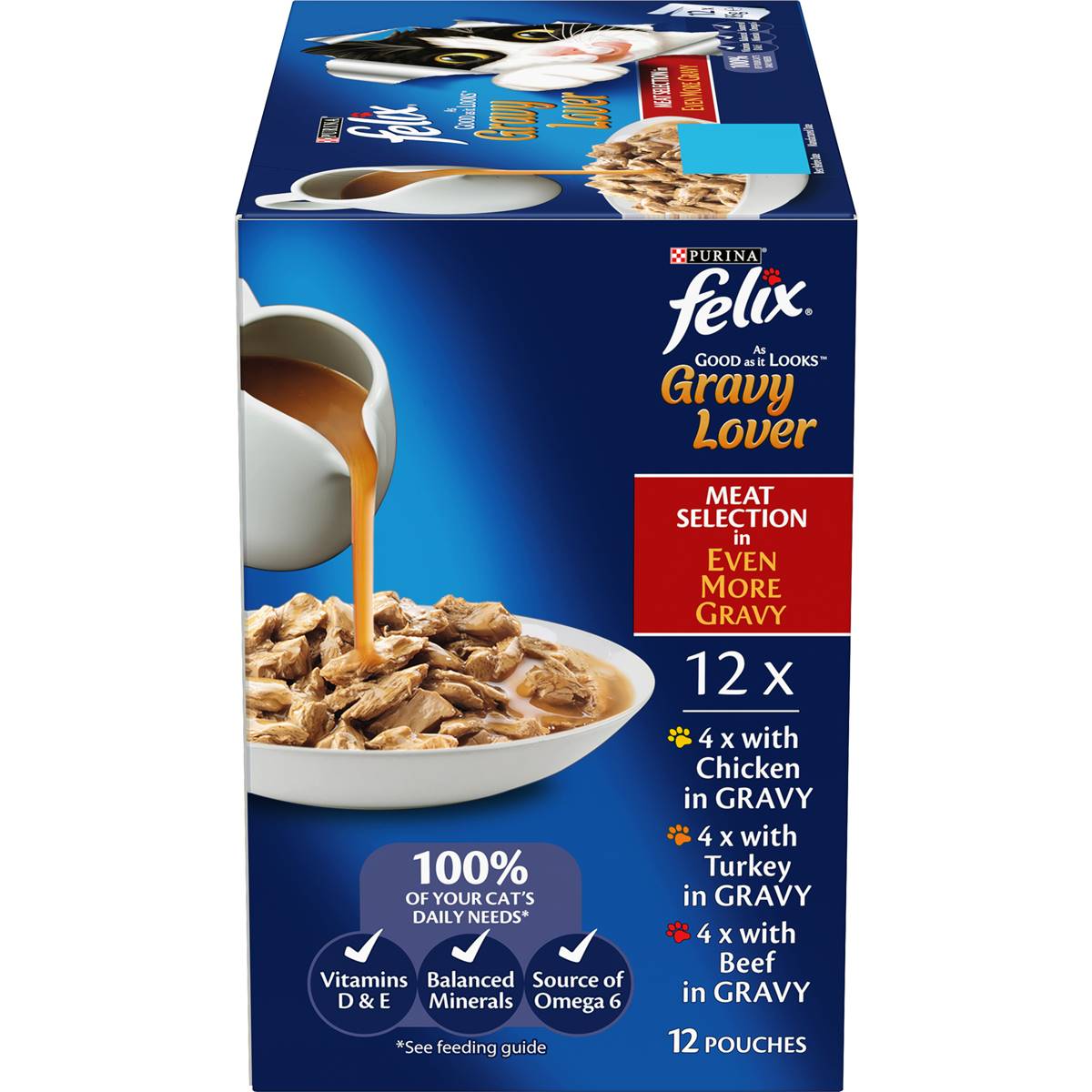 Felix Gravy Lover Meat Selection Wet Cat Food 85g x 12 pack