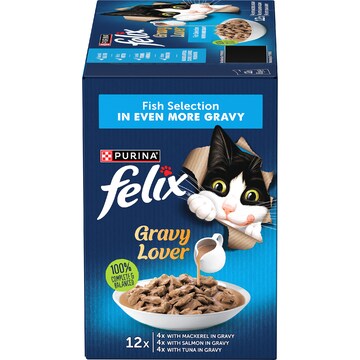 Felix Gravy Lover Fish Selection Wet Cat Food 85g x 12 pack