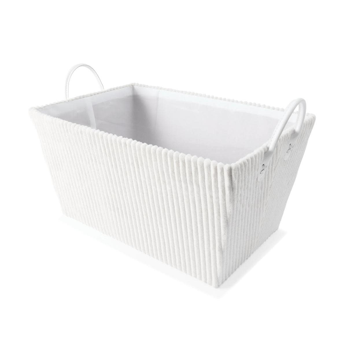 Tapered Ribbed Basket - White