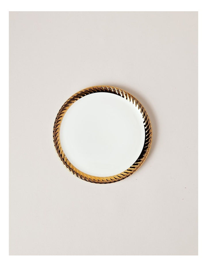 Gold Rope 12pc Dinner Set in Gold & White