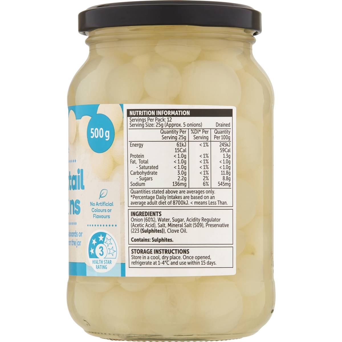 Woolworths Onions Cocktail 500g